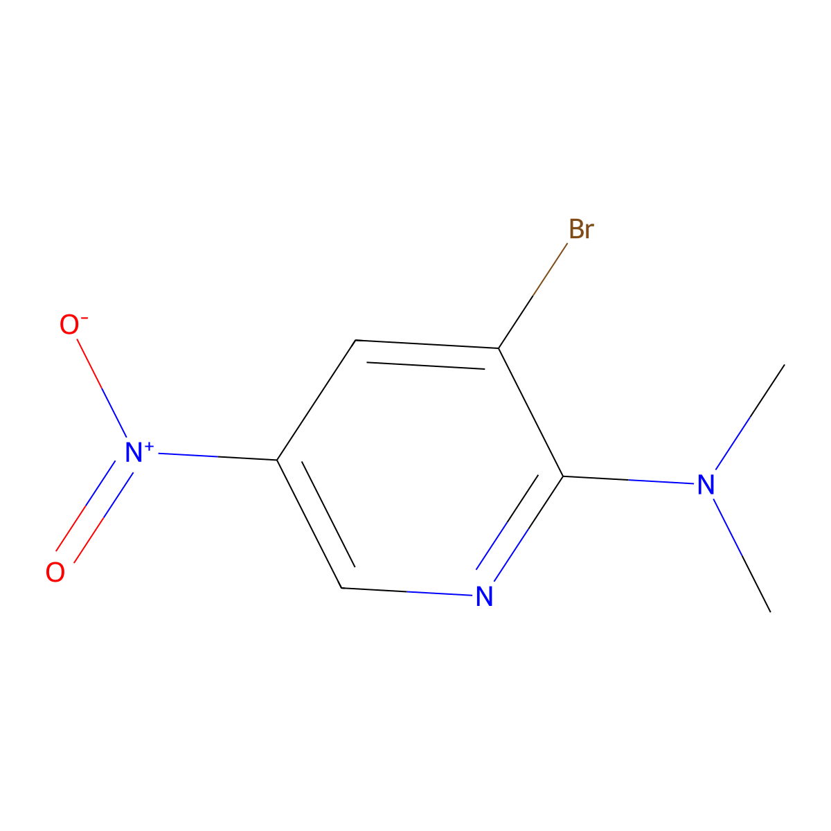 3-bromo-N,N-dimethyl-5-nitropyridin-2-amine molecular structure, CAS 26163-05-3