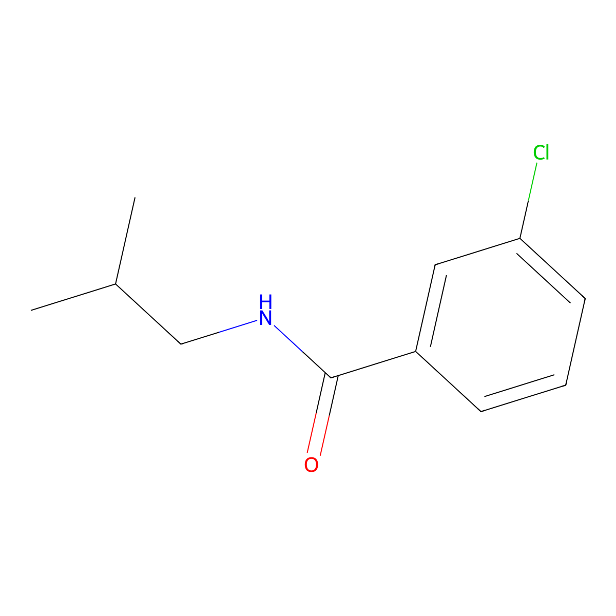 3-chloro-N-(2-methylpropyl)benzamide molecular structure, CAS 26163-88-2