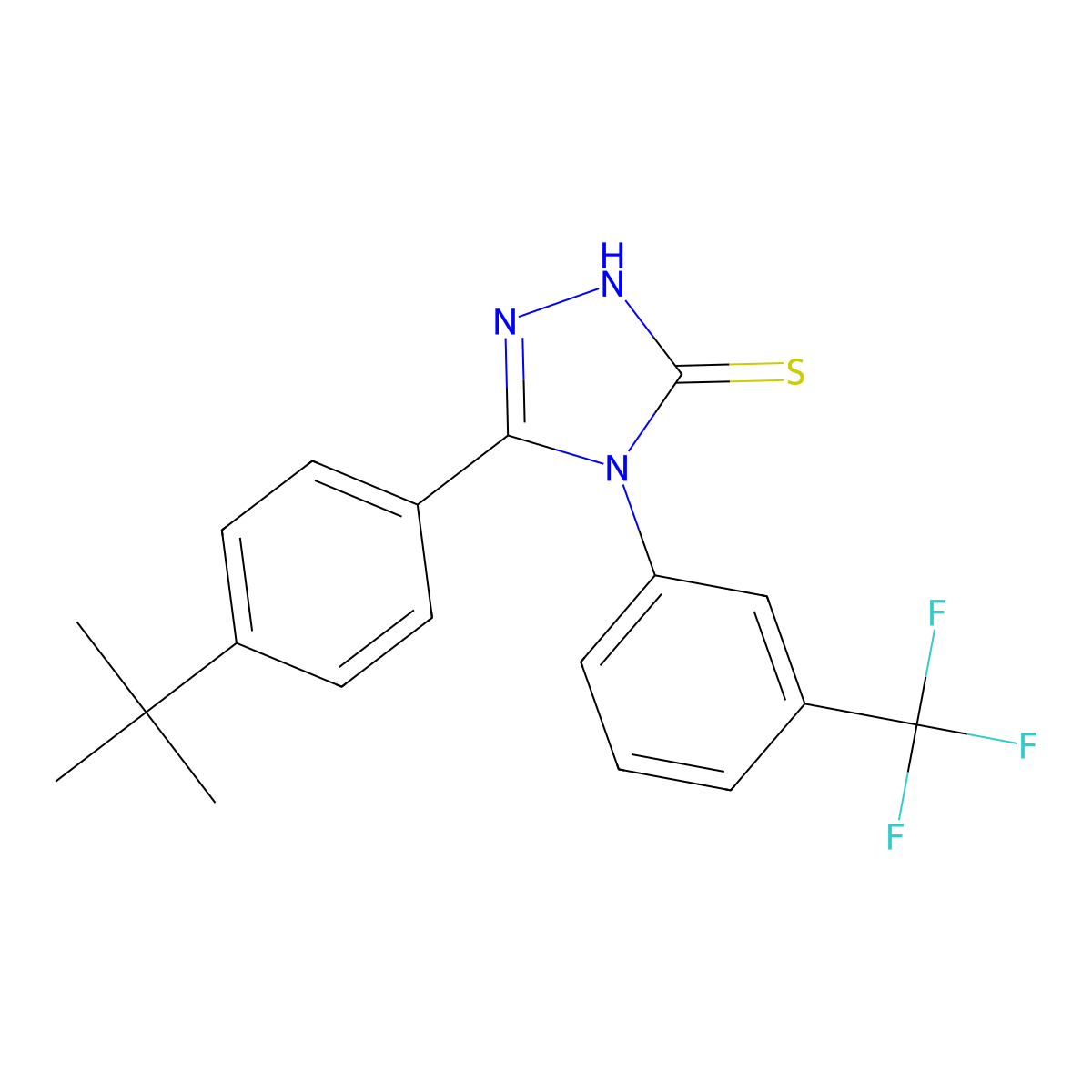 5-(4-tert-Butylphenyl)-4-[3-(trifluoromethyl)phenyl]-1,2,4-triazole-3-thiol molecular structure, CAS 261633-26-5