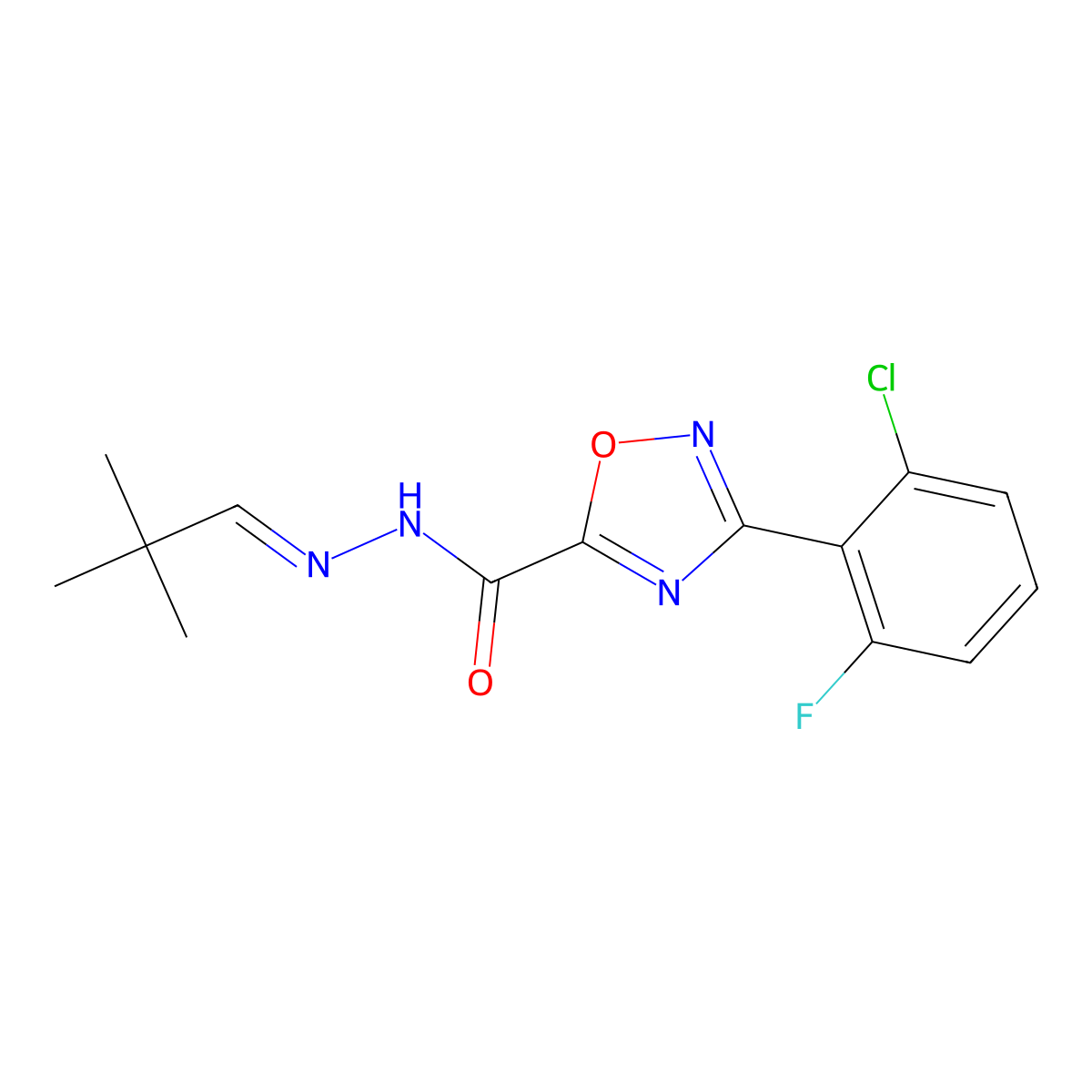 3-(2-Chloro-6-fluorophenyl)-1,2,4-oxadiazole-5-carboxylic acid 2-(2,2-dimethylpropylidene)hydrazide molecular structure, CAS 261633-42-5