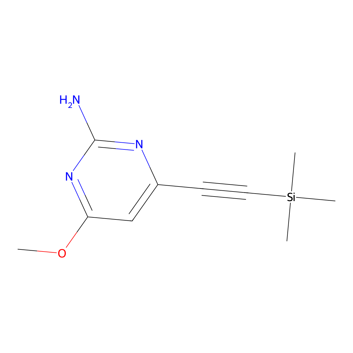 4-Methoxy-6-((trimethylsilyl)ethynyl)pyrimidin-2-amine molecular structure, CAS 2616339-63-8