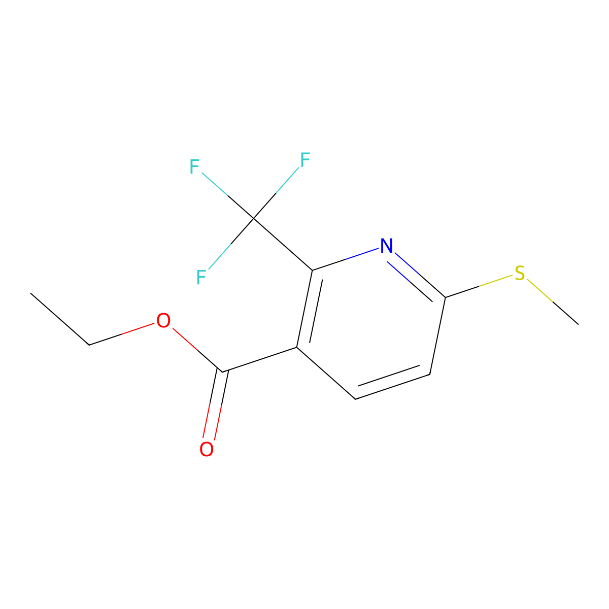 Ethyl 6-(methylthio)-2-(trifluoromethyl)nicotinate molecular structure, CAS 261635-84-1