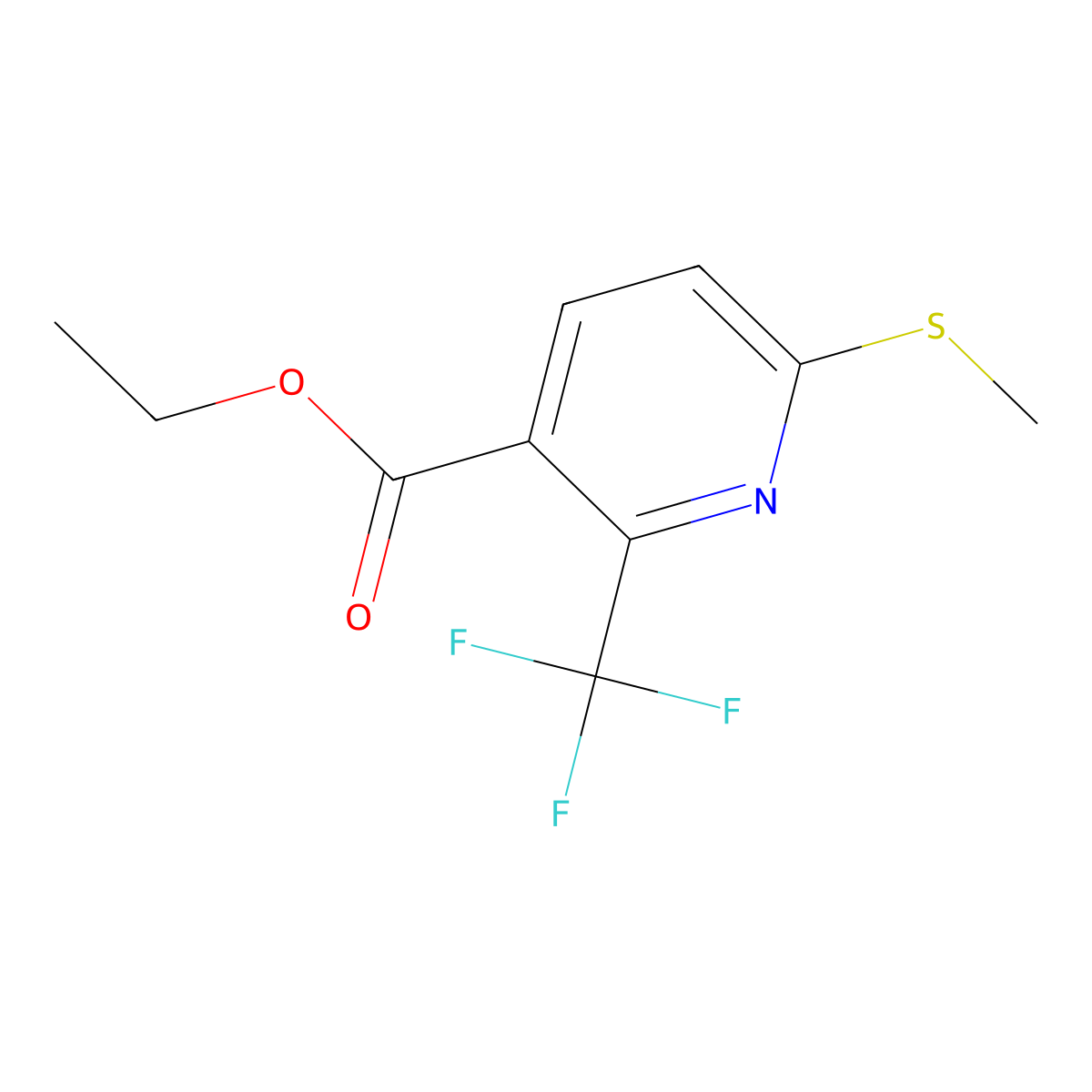 Ethyl 6-(methylthio)-2-(trifluoromethyl)nicotinate molecular structure, CAS 261635-84-1