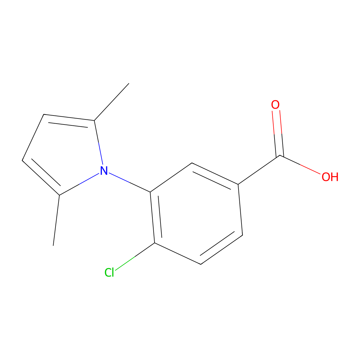 Benzoic acid, 4-chloro-3-(2,5-dimethylpyrrol-1-yl)- molecular structure, CAS 26165-62-8