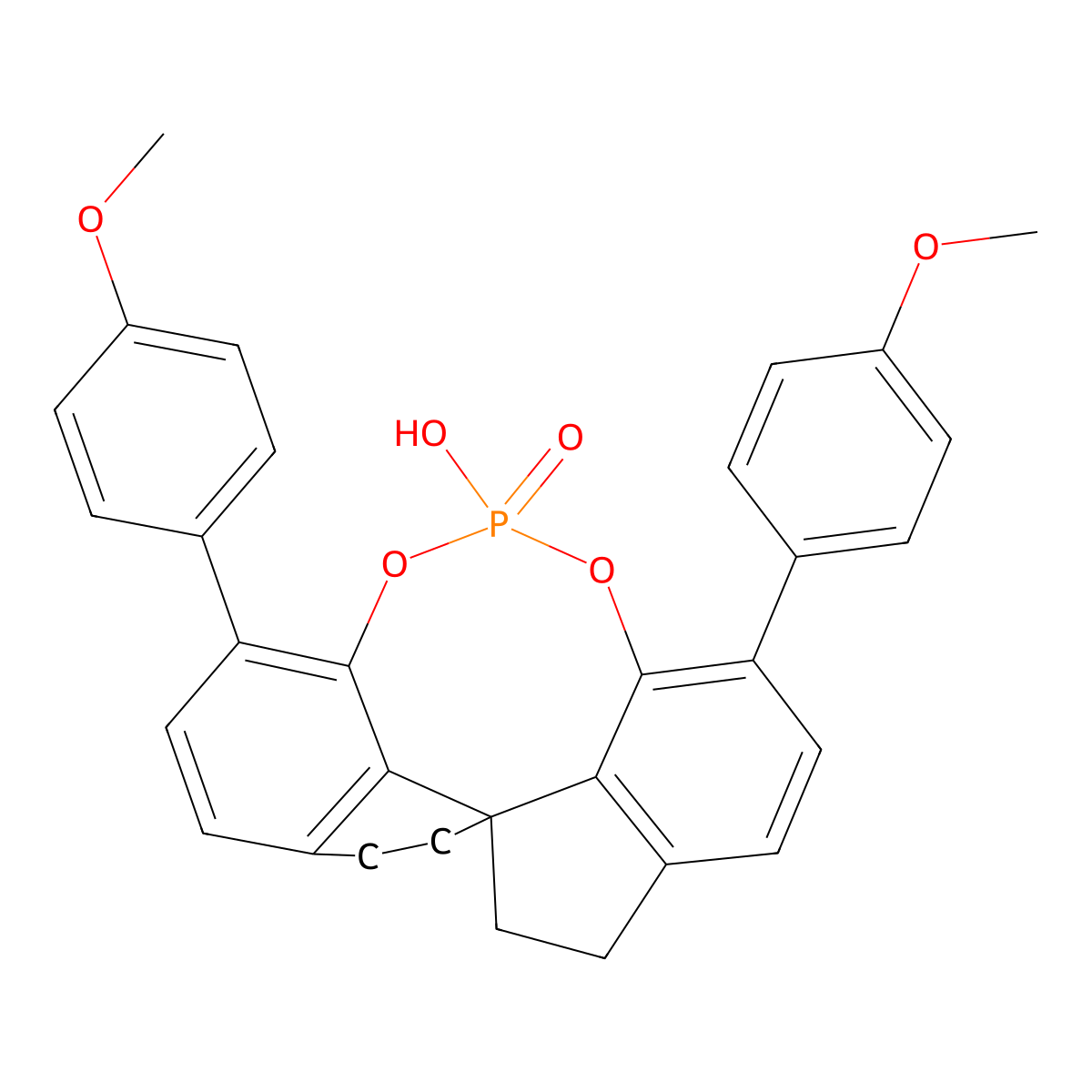 (11aS)-3,7-Bis(4-methoxyphenyl)-10,11,12,13-tetrahydro-5-hydroxy-5-oxide-diindeno[7,1-de:1',7'-fg][1,3,2]dioxaphosphocin molecular structure, CAS 2616685-91-5