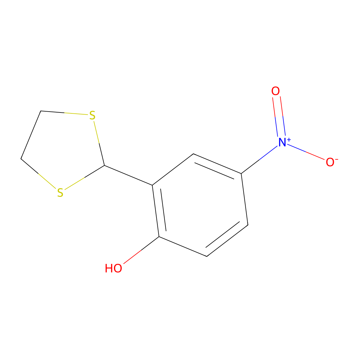 2-(1,3-Dithiolan-2-yl)-4-nitrophenol molecular structure, CAS 261704-15-8