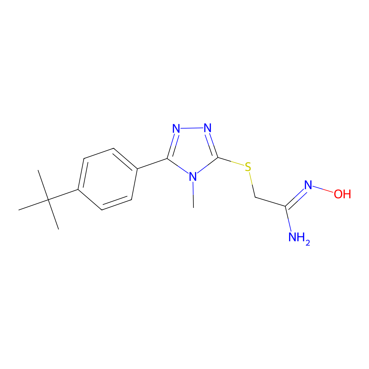 2-[[5-(4-tert-butylphenyl)-4-methyl-1,2,4-triazol-3-yl]sulfanyl]-N'-hydroxyethanimidamide molecular structure, CAS 261704-26-1
