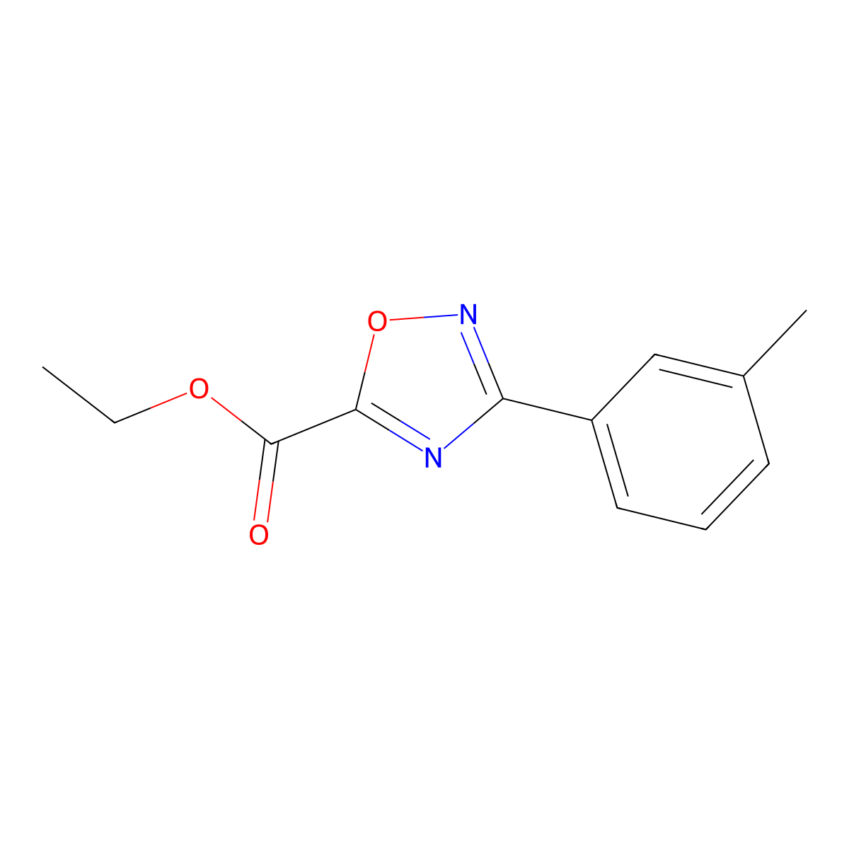 Ethyl 3-(3-methylphenyl)-1,2,4-oxadiazole-5-carboxylate molecular structure, CAS 261714-85-6