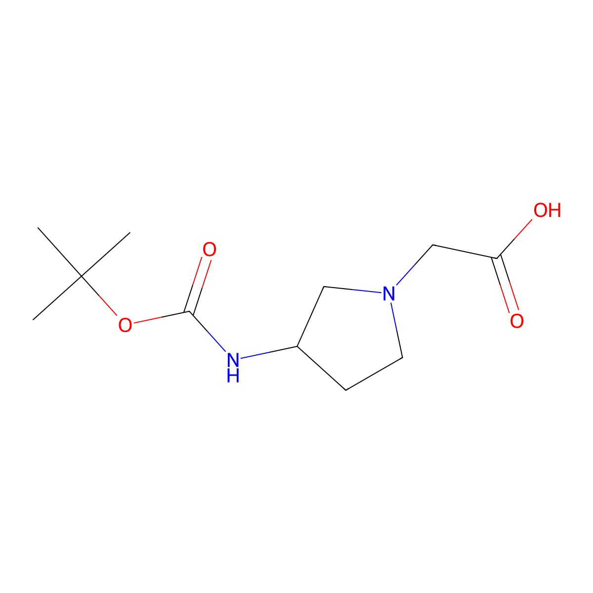 2-(3-((tert-Butoxycarbonyl)amino)pyrrolidin-1-yl)acetic acid molecular structure, CAS 261715-71-3