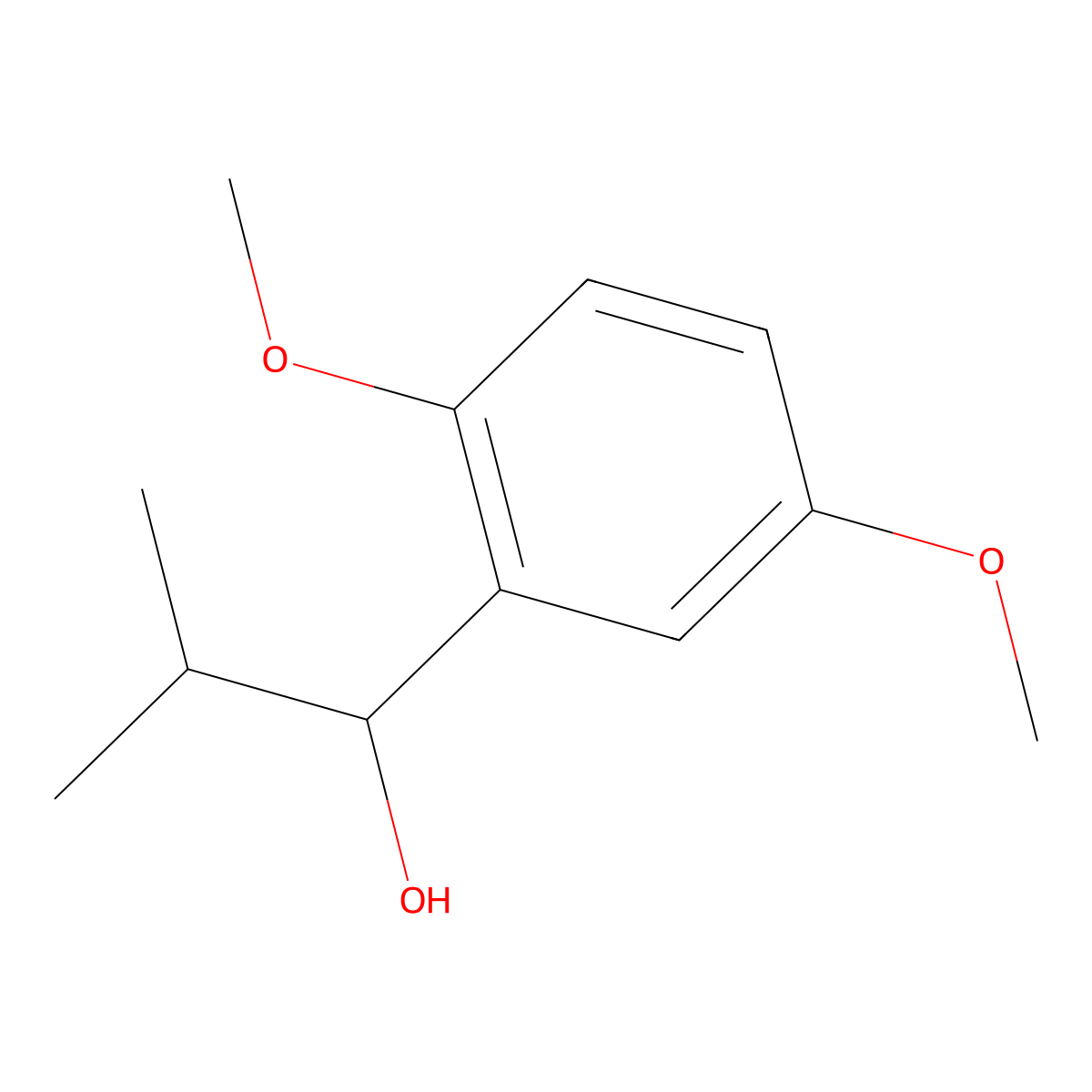 1-(2,5-Dimethoxyphenyl)-2-methylpropan-1-ol molecular structure, CAS 26172-15-6