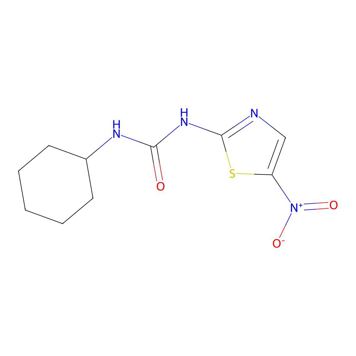 1-Cyclohexyl-3-(5-nitro-1,3-thiazol-2-yl)urea molecular structure, CAS 26173-36-4