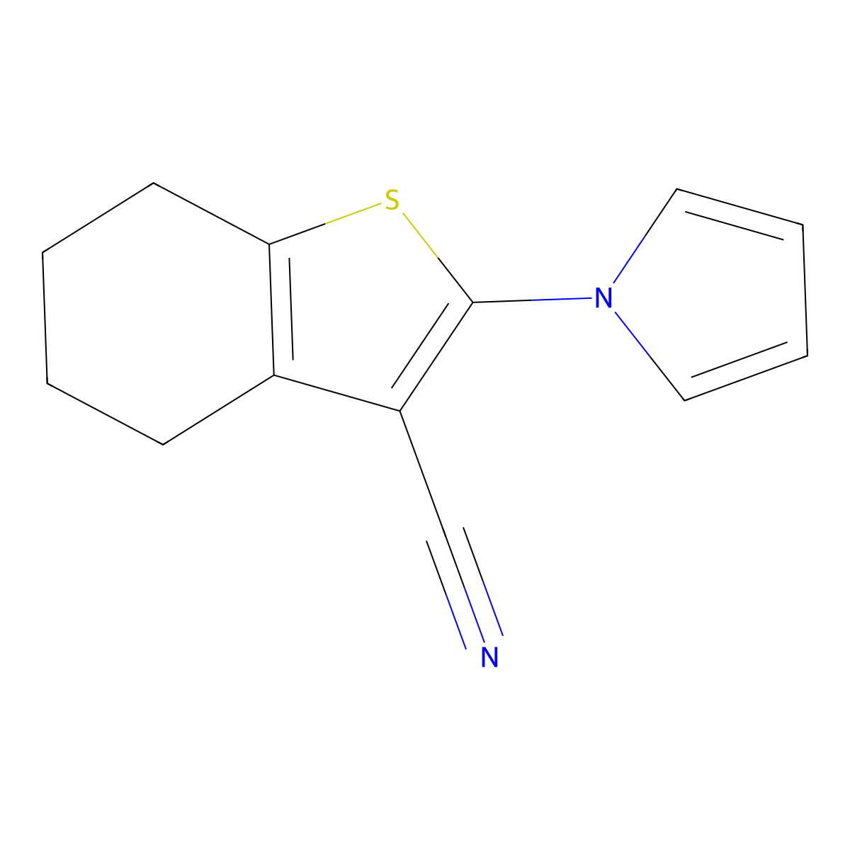 2-(1H-pyrrol-1-yl)-4,5,6,7-tetrahydro-1-benzothiophene-3-carbonitrile molecular structure, CAS 26176-18-1