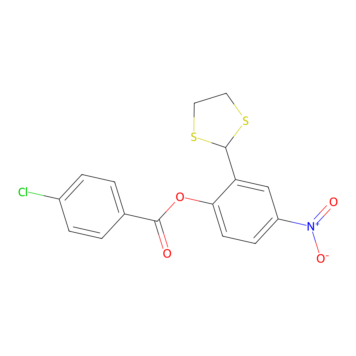 2-(1,3-Dithiolan-2-yl)-4-nitrophenyl 4-chlorobenzoate molecular structure, CAS 261761-07-3