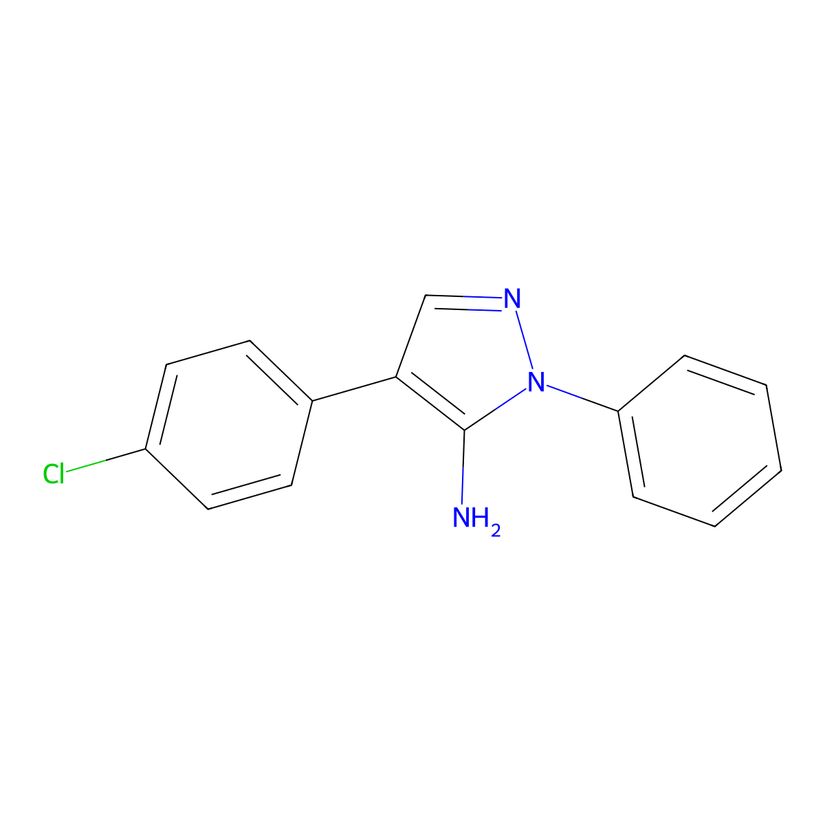 4-(4-chlorophenyl)-1-phenyl-1H-pyrazol-5-amine molecular structure, CAS 261761-14-2