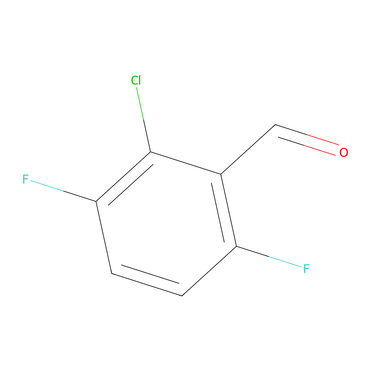 2-Chloro-3,6-difluorobenzaldehyde molecular structure, CAS 261762-39-4