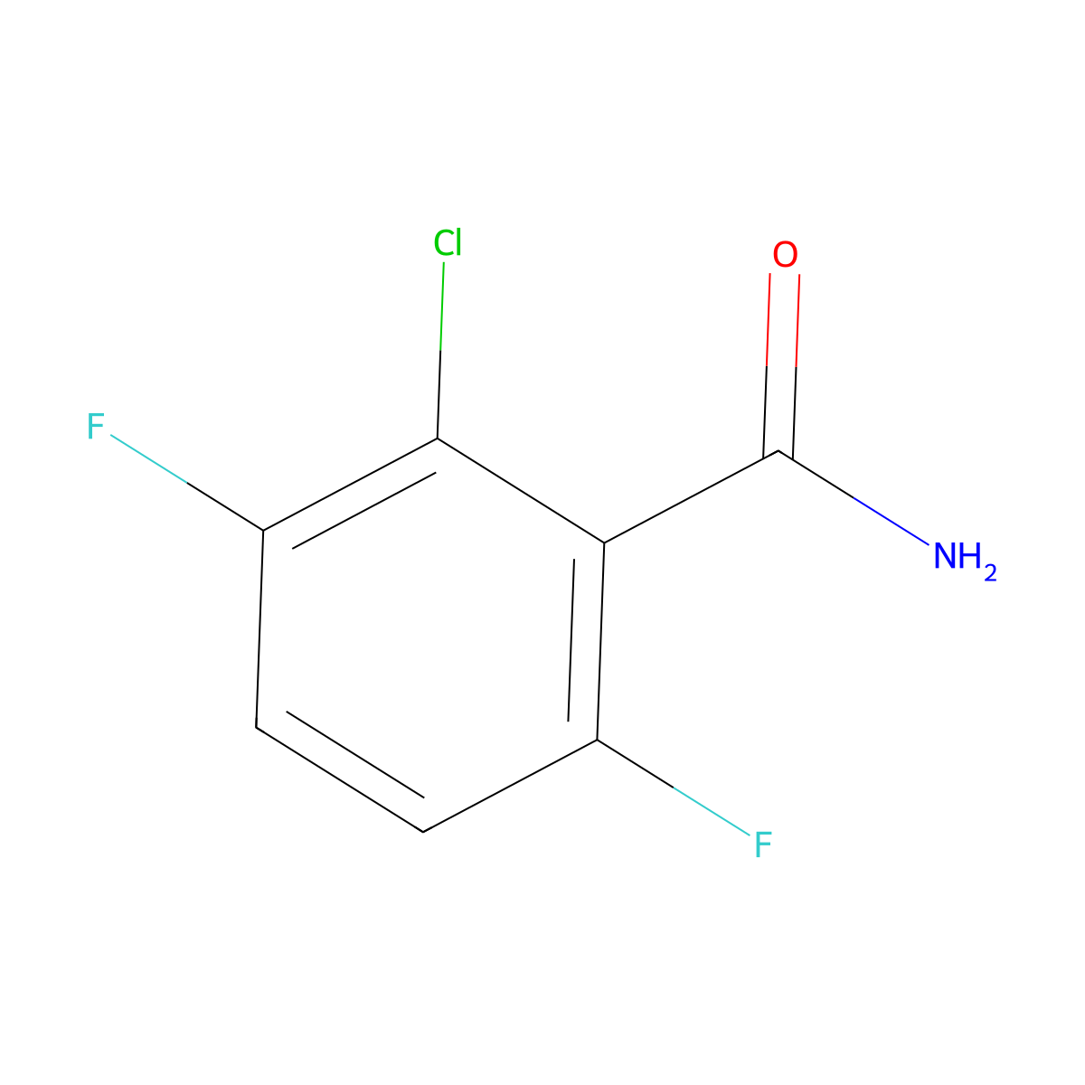 2-Chloro-3,6-difluorobenzamide molecular structure, CAS 261762-40-7