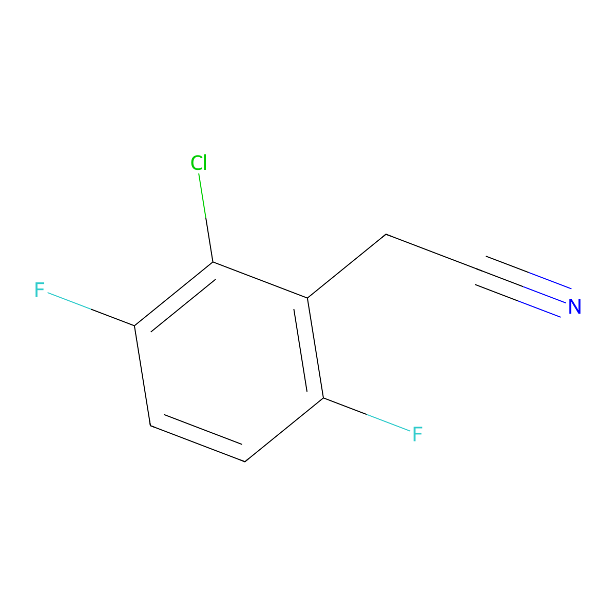 2-Chloro-3,6-difluorophenylacetonitrile molecular structure, CAS 261762-54-3