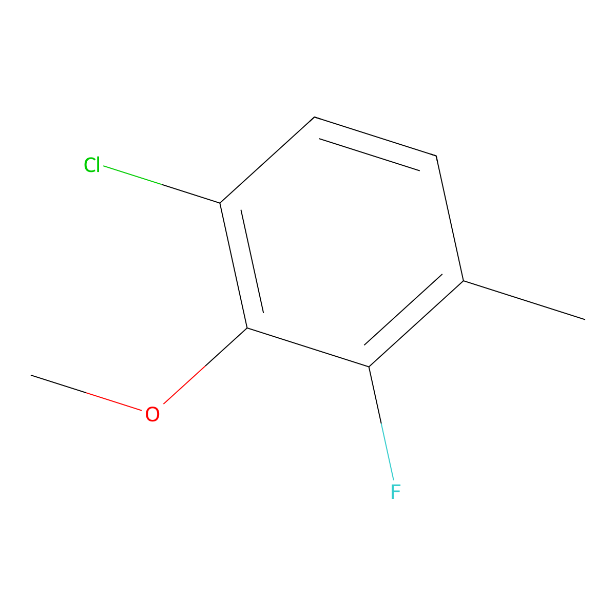 Benzene, 1-chloro-3-fluoro-2-methoxy-4-methyl- molecular structure, CAS 261762-80-5