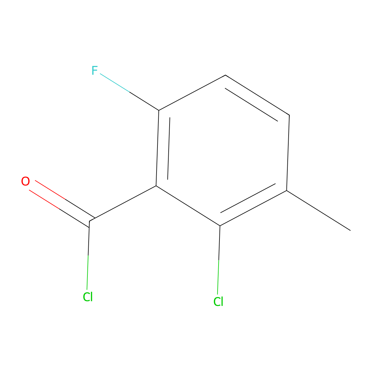 2-Chloro-6-fluoro-3-methylbenzoyl chloride molecular structure, CAS 261762-81-6