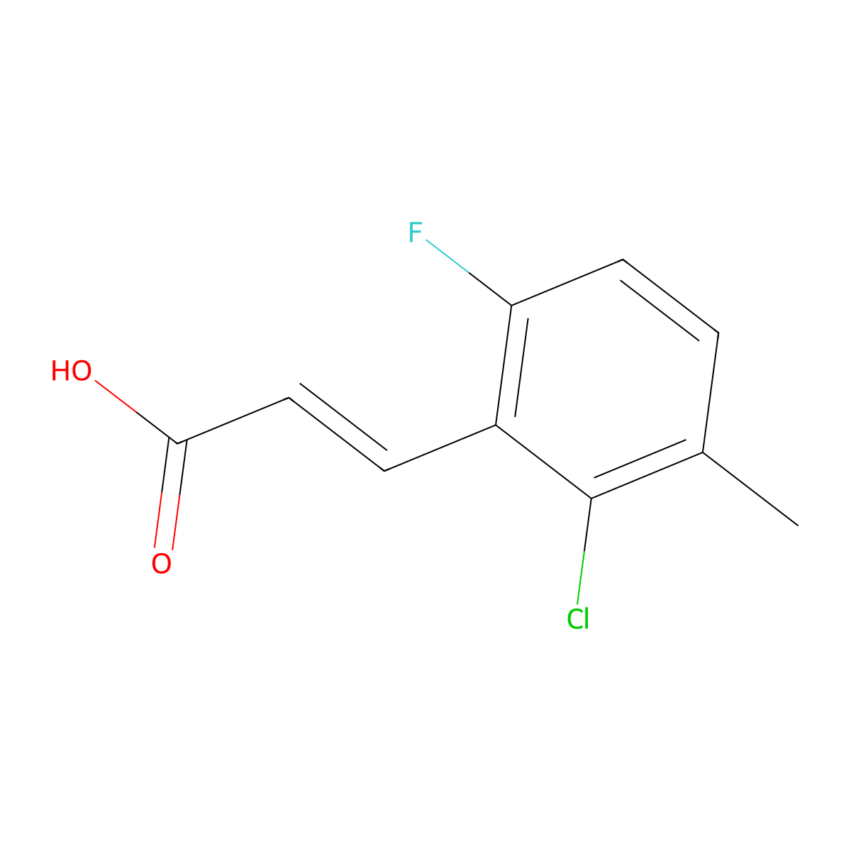 3-(2-Chloro-6-fluoro-3-methylphenyl)-2-propenoic acid molecular structure, CAS 261762-89-4
