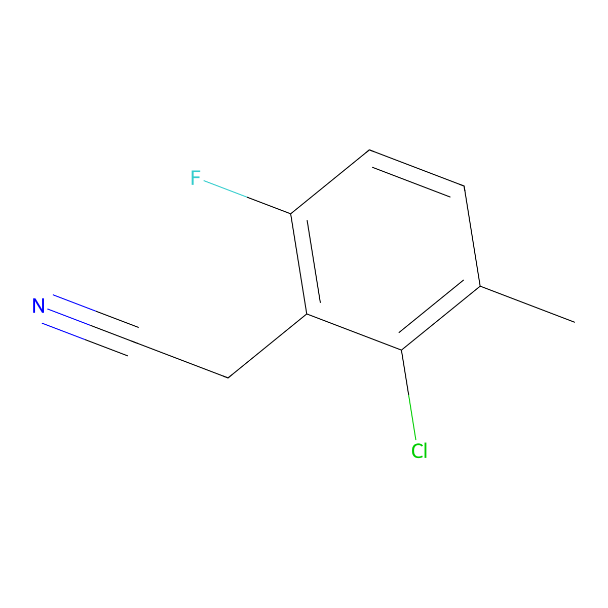 2-(2-Chloro-6-fluoro-3-methylphenyl)acetonitrile molecular structure, CAS 261762-94-1