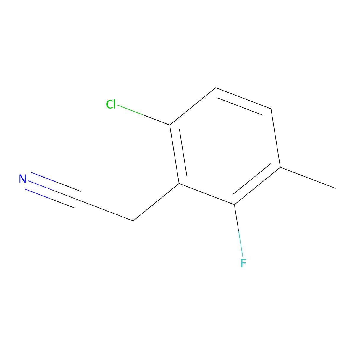 6-Chloro-2-Fluoro-3-Methylphenylacetonitrile molecular structure, CAS 261762-95-2