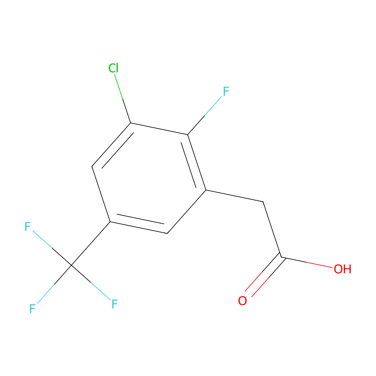 3-Chloro-2-fluoro-5-(trifluoromethyl)phenylacetic acid molecular structure, CAS 261763-13-7