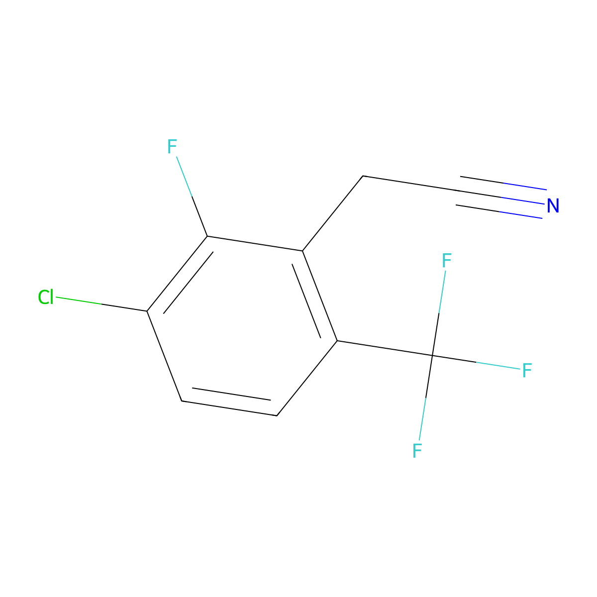 3-Chloro-2-fluoro-6-(trifluoromethyl)phenylacetonitrile molecular structure, CAS 261763-16-0