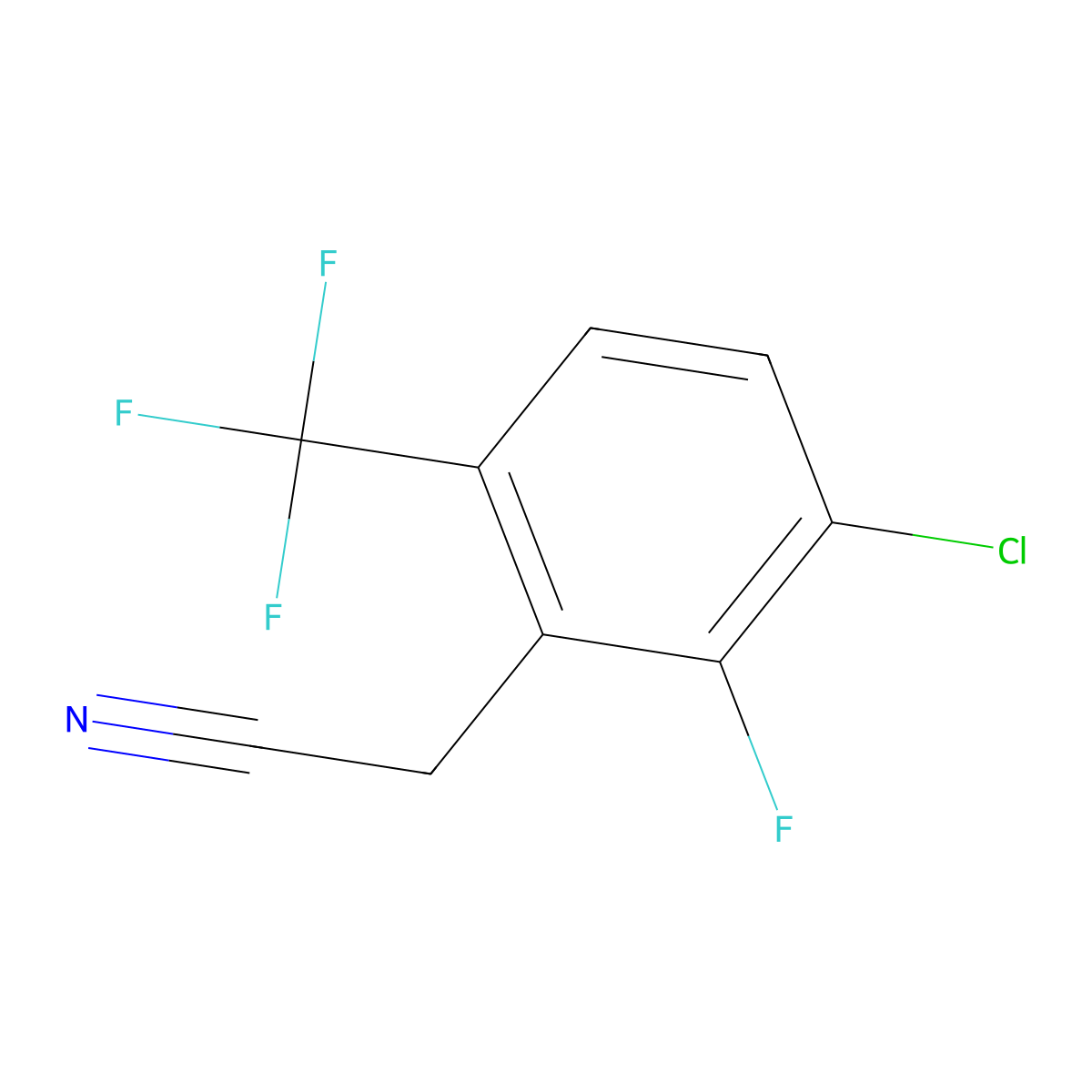 3-Chloro-2-fluoro-6-(trifluoromethyl)phenylacetonitrile molecular structure, CAS 261763-16-0