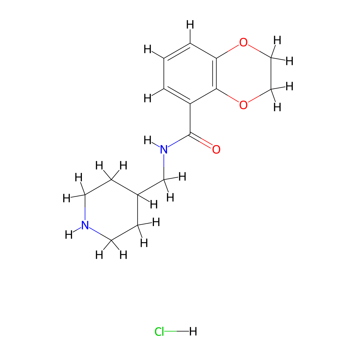 N-(piperidin-4-ylmethyl)-2,3-dihydrobenzo[b][1,4]dioxine-5-carboxamide hydrochloride molecular structure, CAS 261767-16-2
