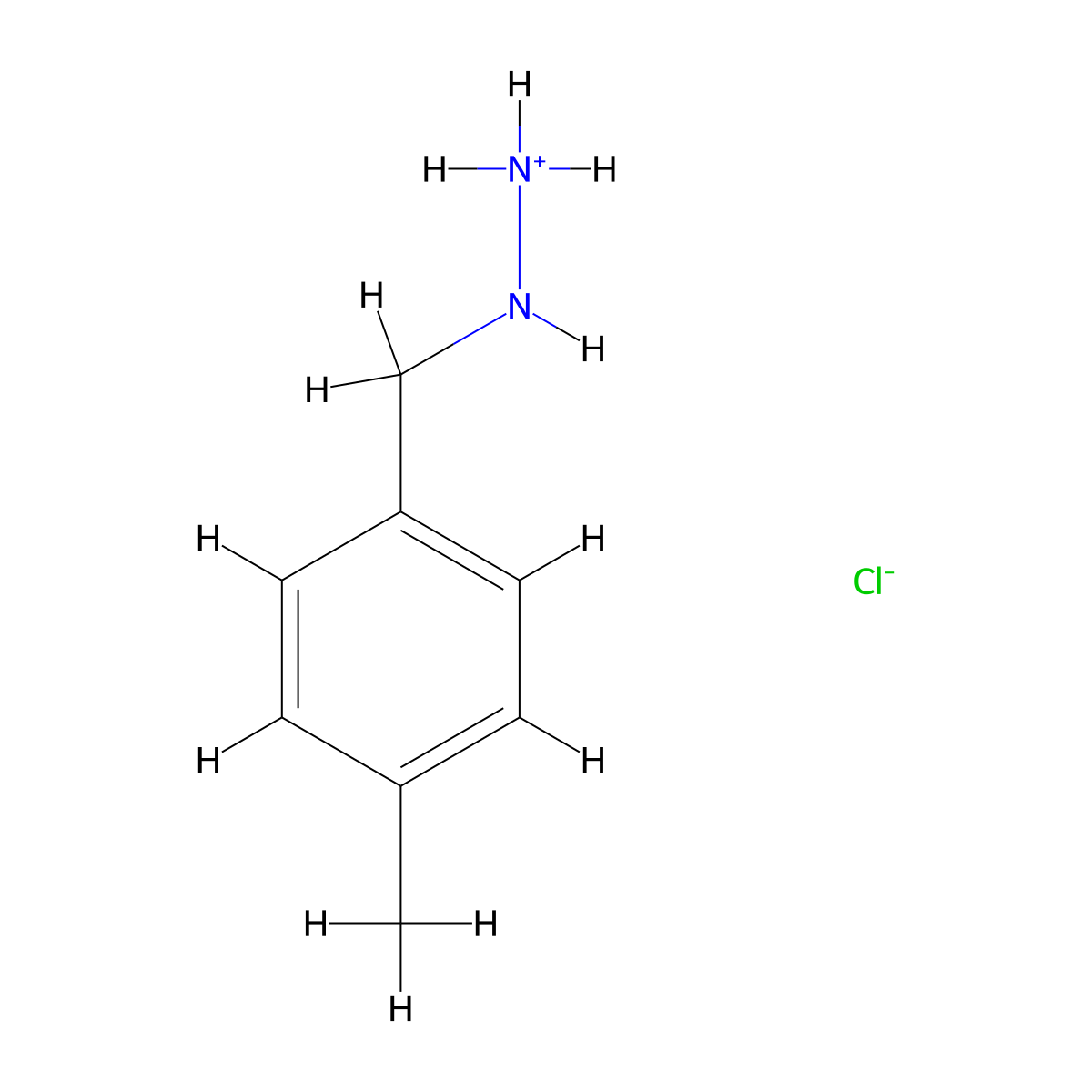 Hydrazine, (p-methylbenzyl)-, hydrochloride molecular structure, CAS 26177-51-5