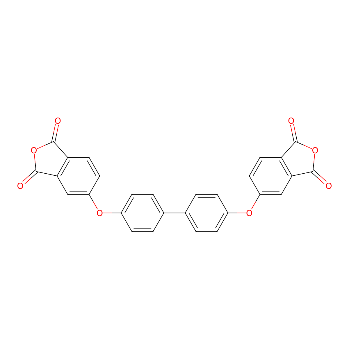 1,3-Isobenzofurandione, 5,5'-[[1,1'-biphenyl]-4,4'-diylbis(oxy)]bis- molecular structure, CAS 26177-82-2