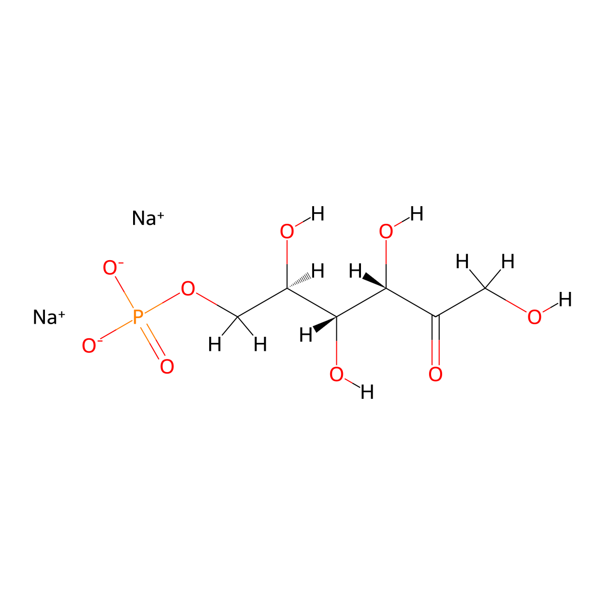 Sodium (2R,3R,4S)-2,3,4,6-tetrahydroxy-5-oxohexyl phosphate molecular structure, CAS 26177-86-6