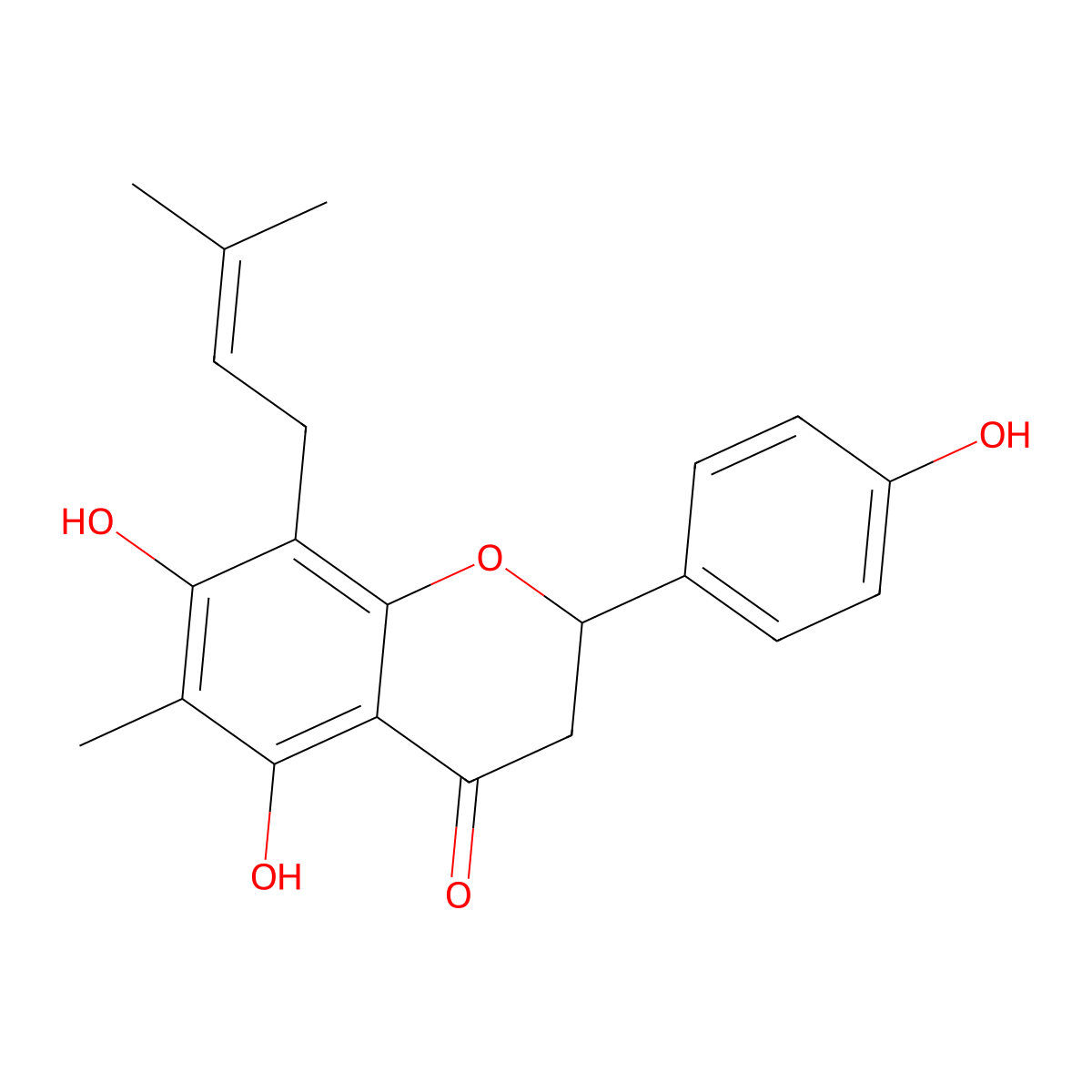 5,7,4'-Trihydroxy-6-methyl-8-prenylflavanone molecular structure, CAS 261776-60-7