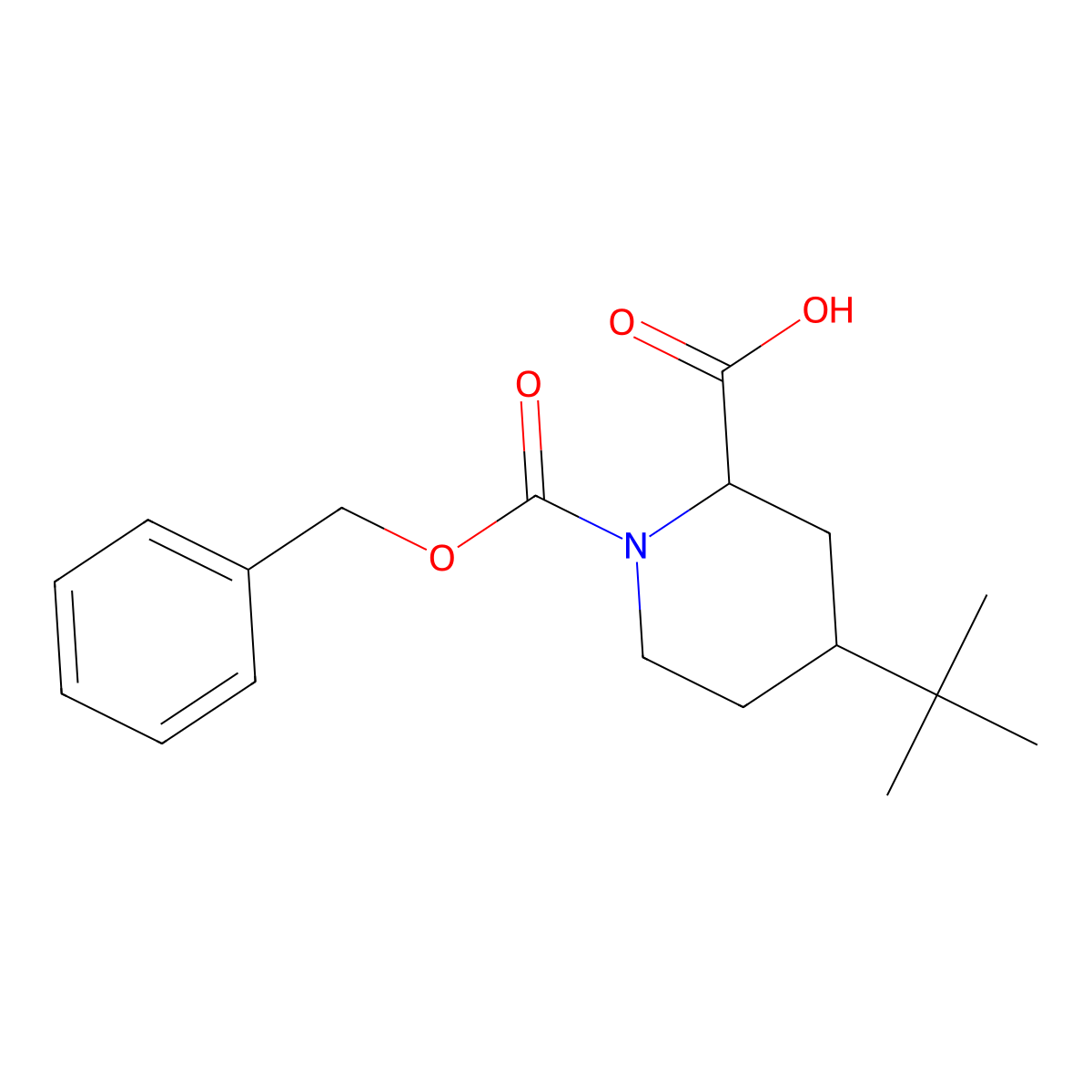 rac-(2R,4S)-1-[(benzyloxy)carbonyl]-4-tert-butylpiperidine-2-carboxylic acid molecular structure, CAS 261777-30-4
