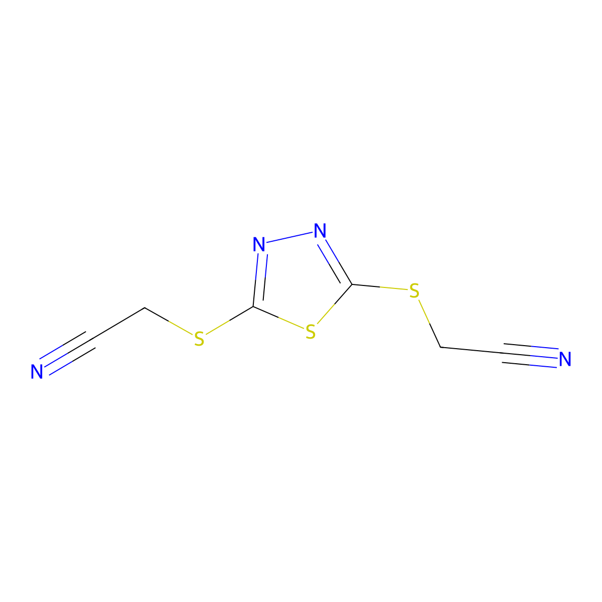 2-({5-[(Cyanomethyl)sulfanyl]-1,3,4-thiadiazol-2-yl}sulfanyl)acetonitrile molecular structure, CAS 261781-02-6
