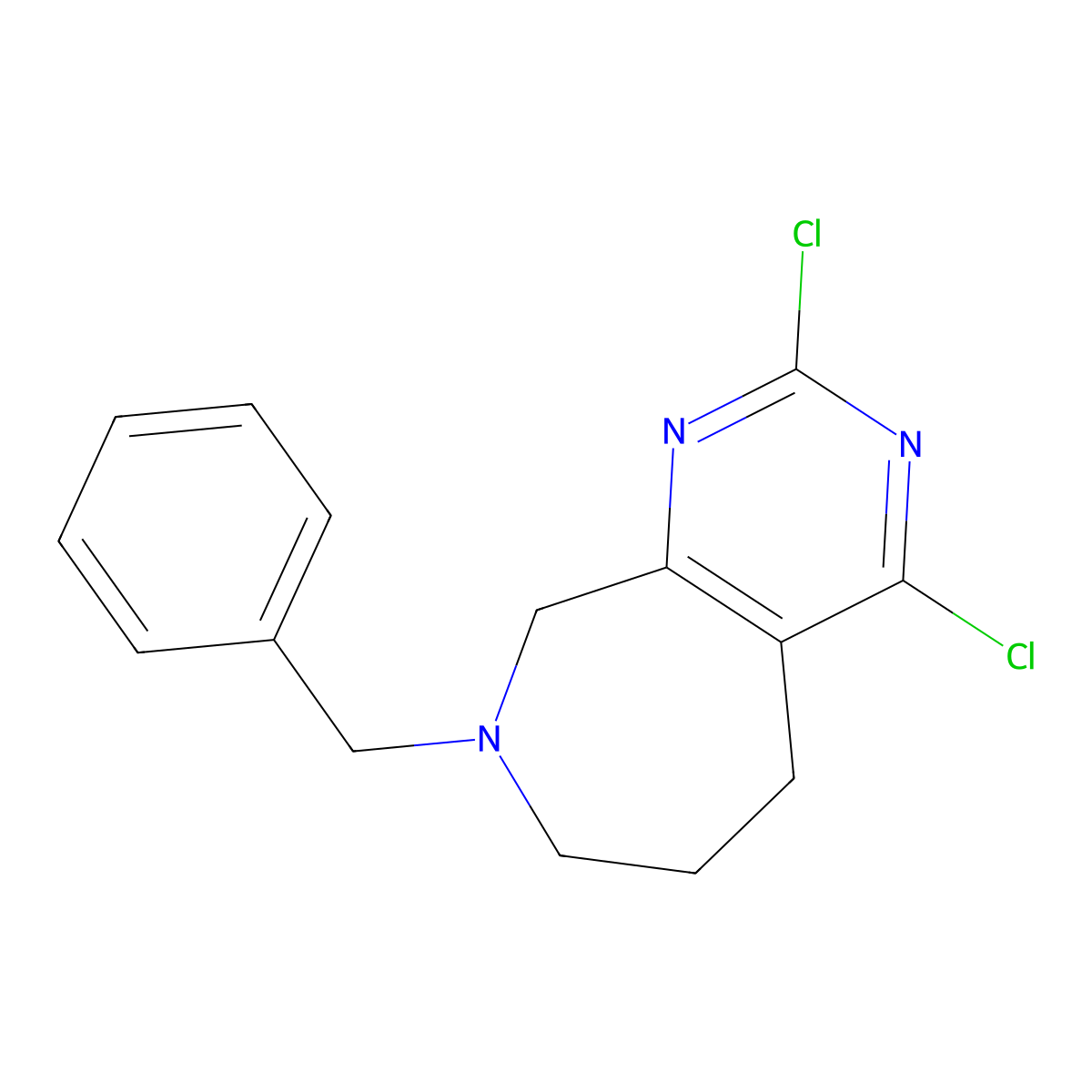 8-Benzyl-2,4-dichloro-5,6,7,9-tetrahydropyrimido[4,5-C]azepine molecular structure, CAS 2617829-46-4