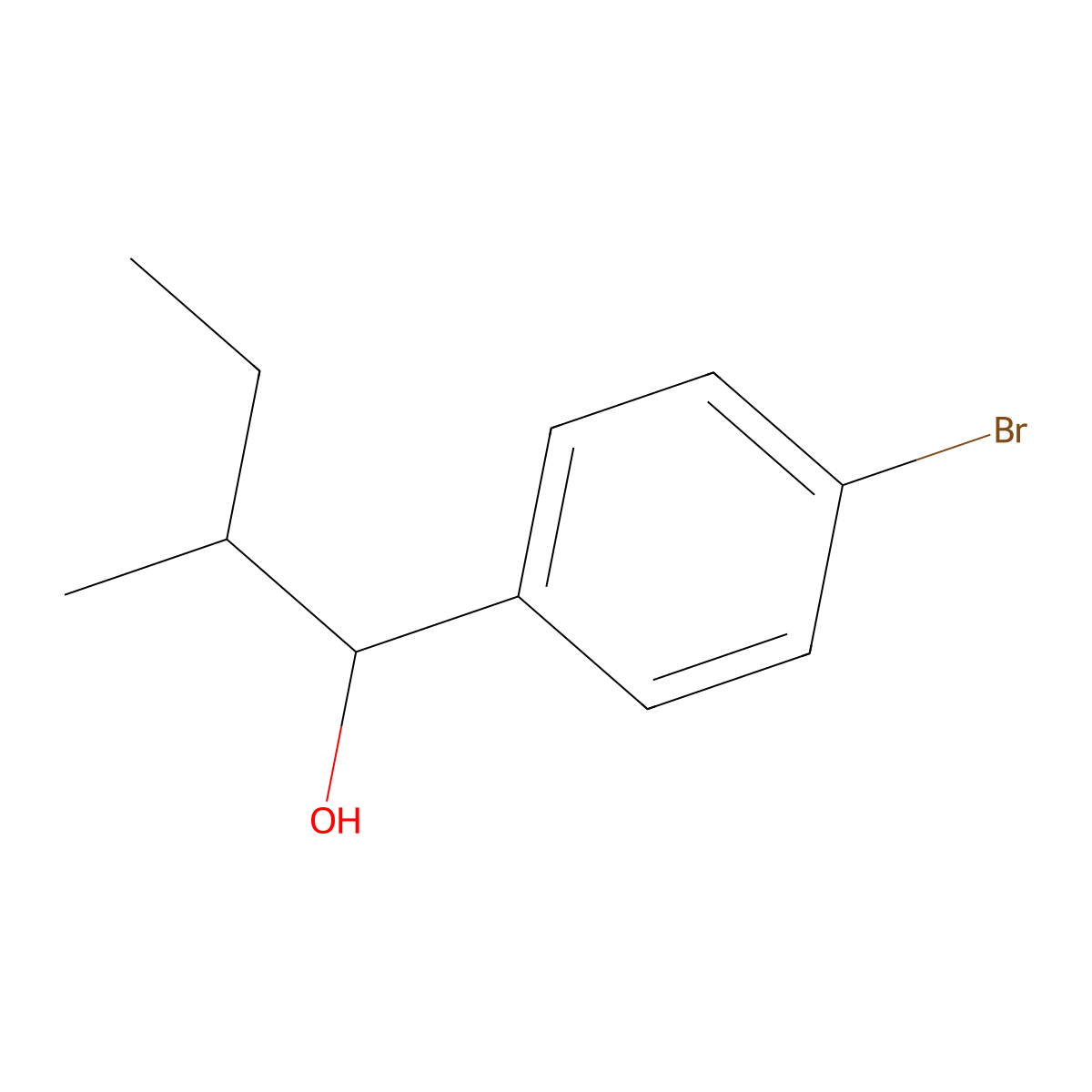 1-(4-Bromophenyl)-2-methylbutan-1-ol molecular structure, CAS 261783-89-5