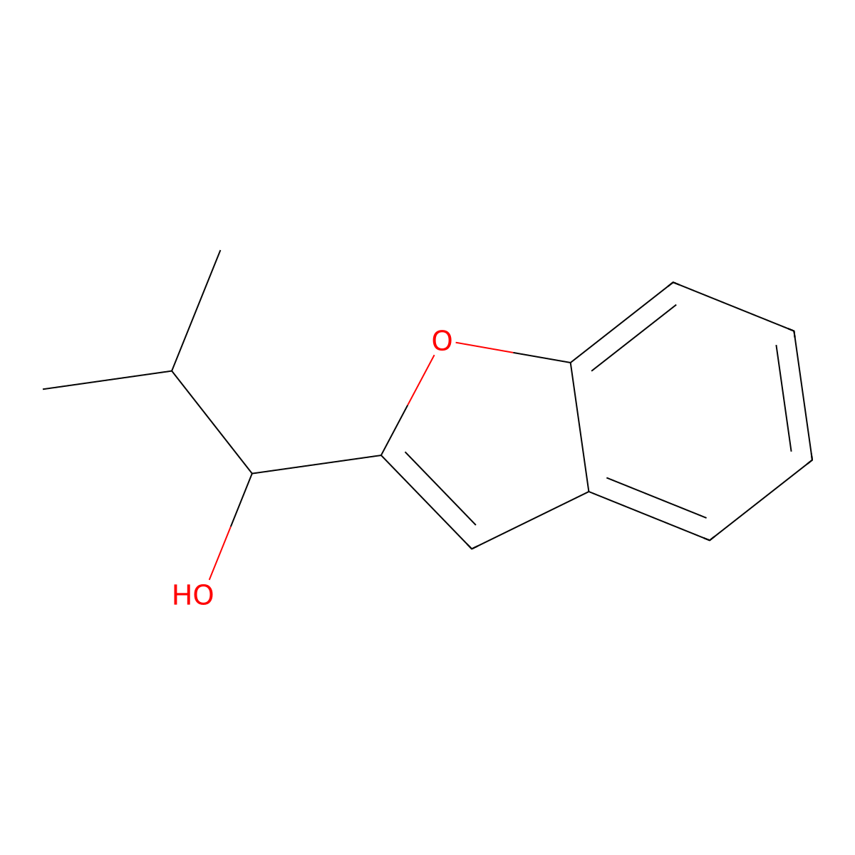 1-(BenZofuran-2-yl)-2-methylpropan-1-ol molecular structure, CAS 261785-45-9