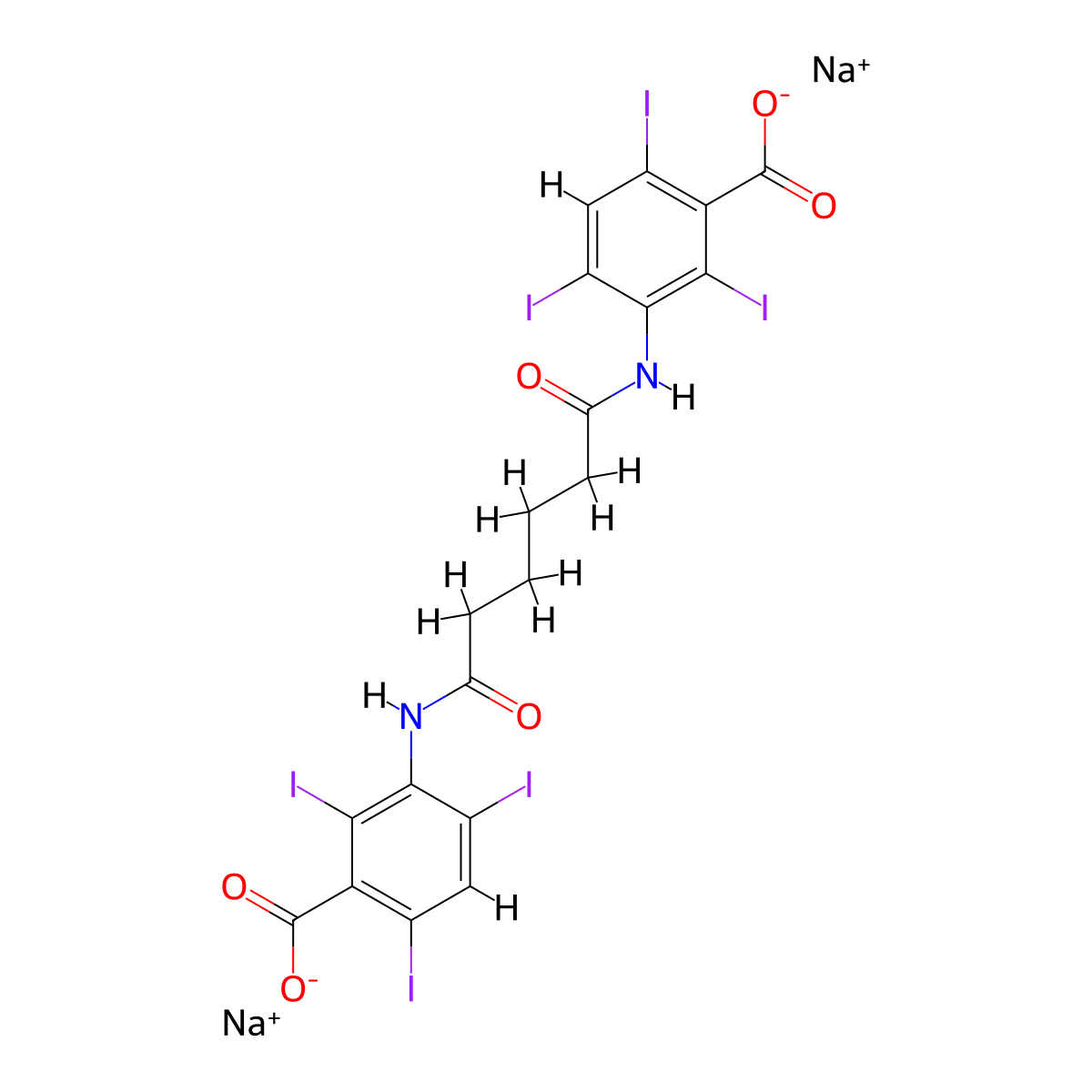 Iodipamide Sodium molecular structure, CAS 2618-26-0