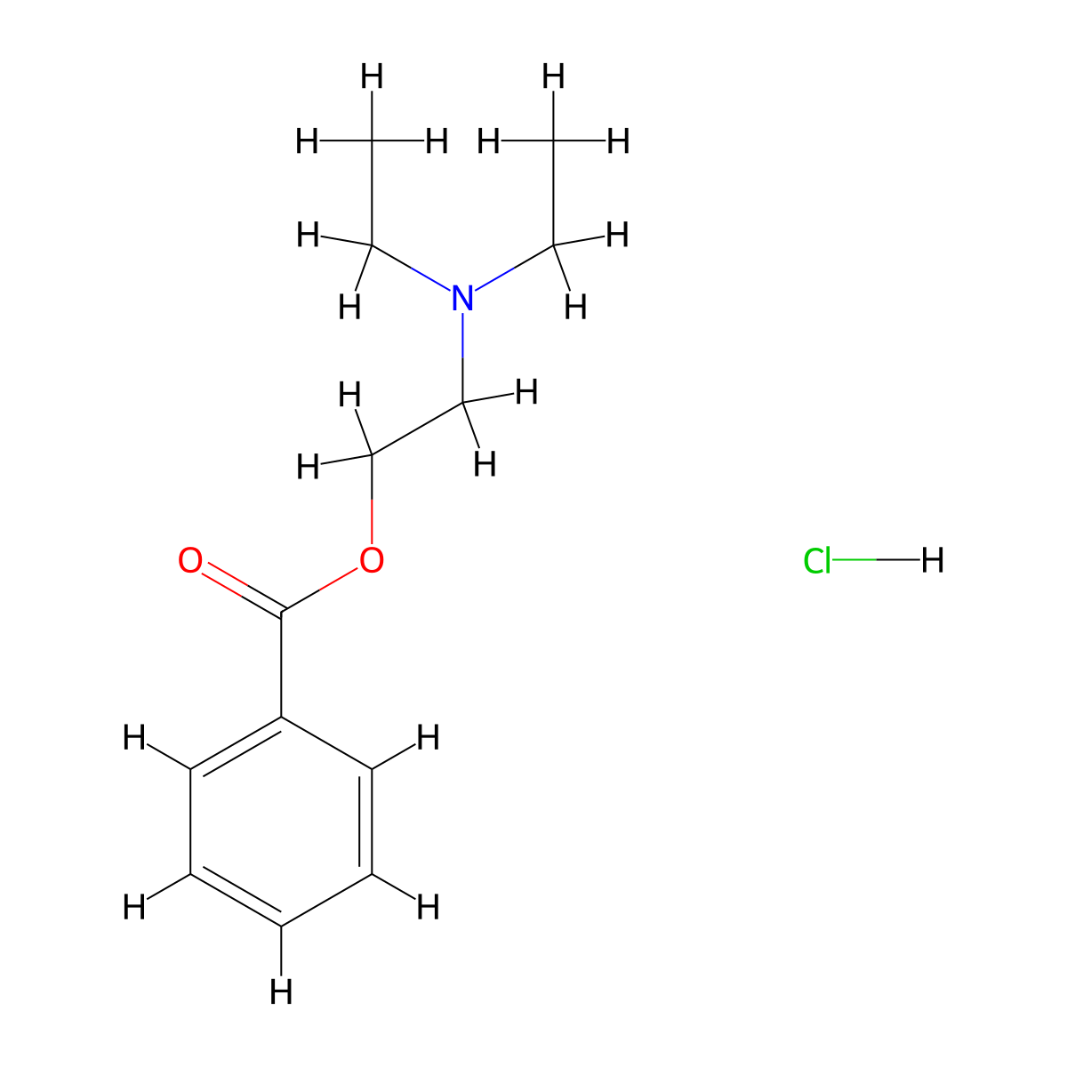 Benzoic acid, 2-(diethylamino)ethyl ester, hydrochloride (1:1) molecular structure, CAS 2618-38-4