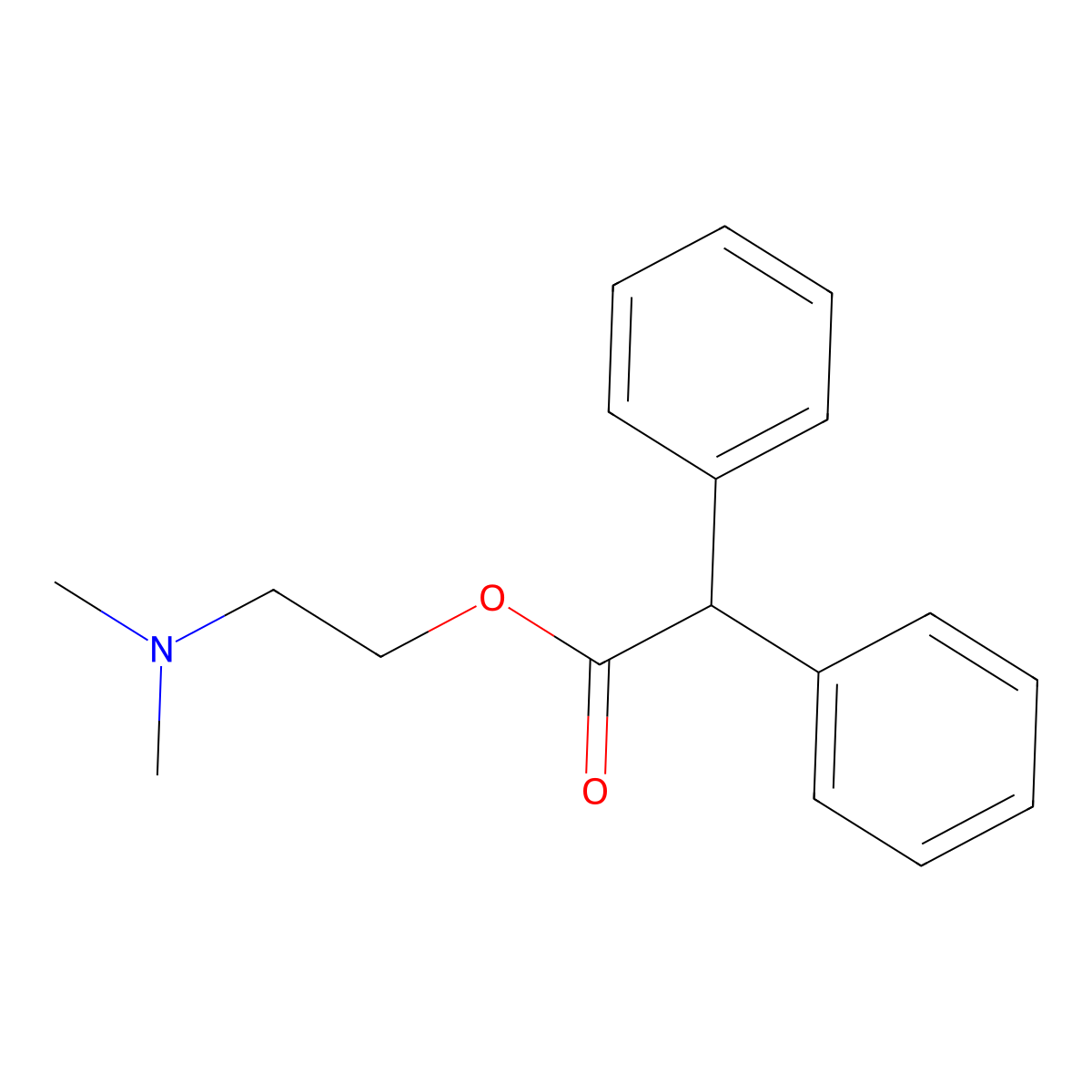Acetic acid, diphenyl-, 2-(dimethylamino)ethyl ester molecular structure, CAS 2618-50-0