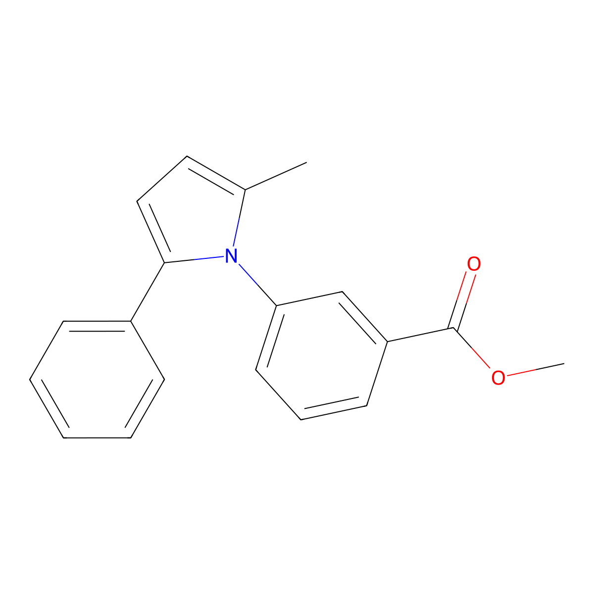 methyl 3-(2-methyl-5-phenyl-1H-pyrrol-1-yl)benzoate molecular structure, CAS 26180-32-5