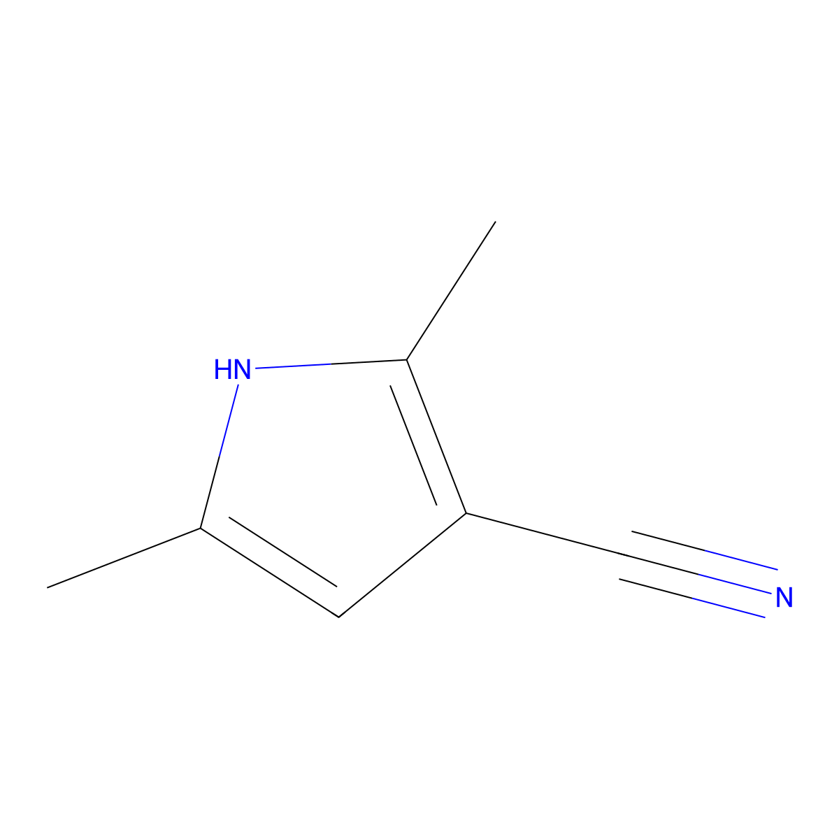 2,5-dimethyl-1H-pyrrole-3-carbonitrile molecular structure, CAS 26187-29-1