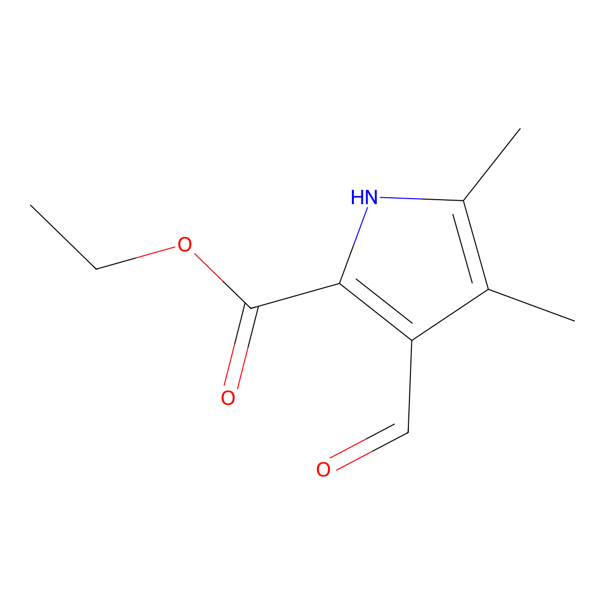 ethyl 3-formyl-4,5-dimethyl-1H-pyrrole-2-carboxylate molecular structure, CAS 26187-35-9