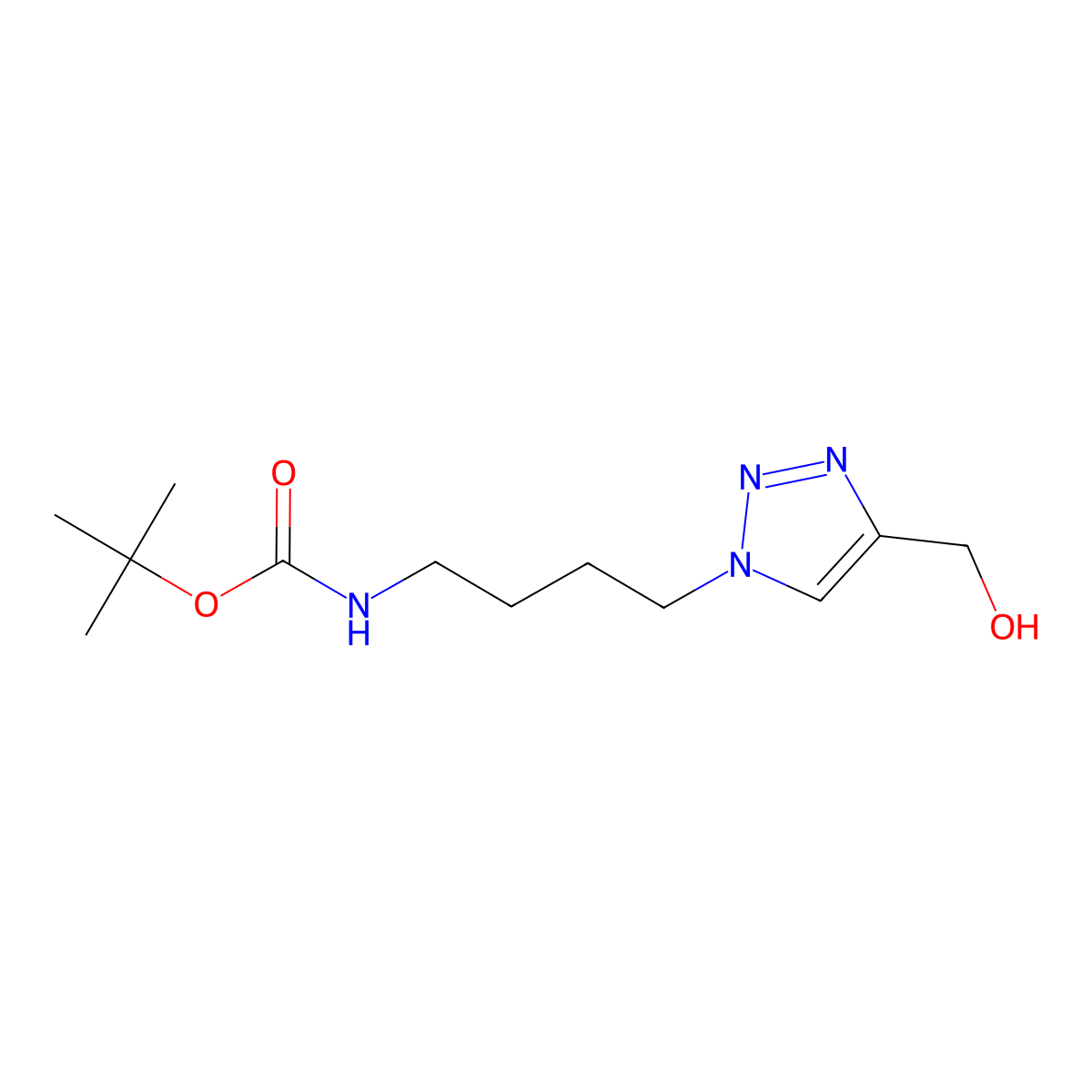 tert-butyl N-{4-[4-(hydroxymethyl)-1H-1,2,3-triazol-1-yl]butyl}carbamate molecular structure, CAS 2618707-85-8
