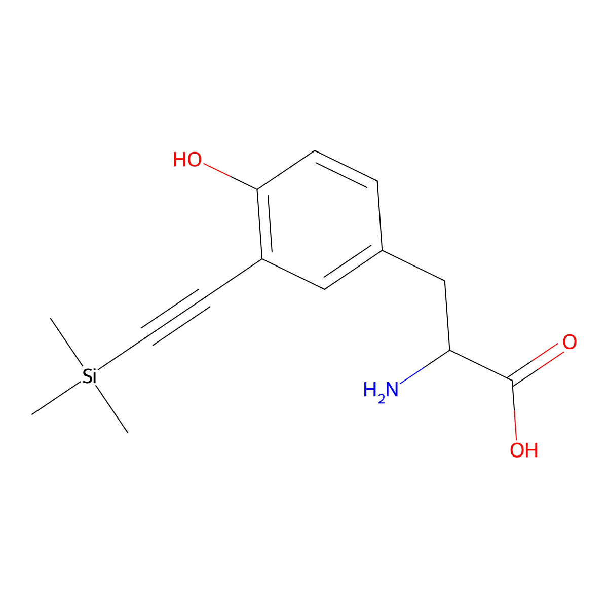 (S)-2-amino-3-(4-hydroxy-3-((trimethylsilyl)ethynyl)phenyl)propanoic acid molecular structure, CAS 2618917-80-7