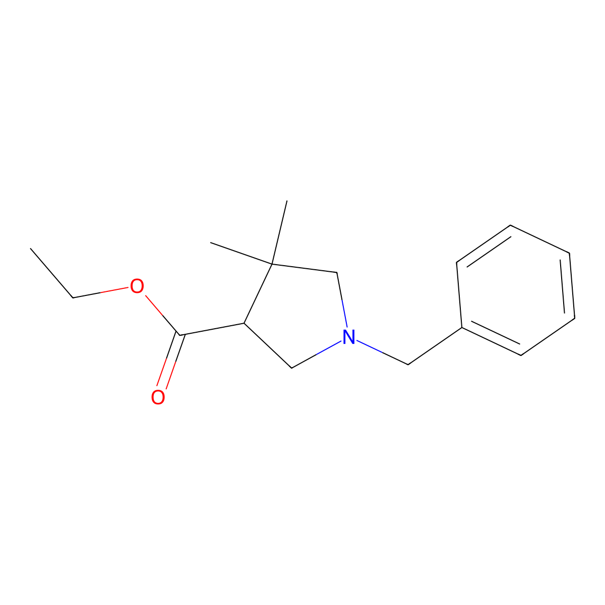 Ethyl 1-benzyl-4,4-dimethylpyrrolidine-3-carboxylate molecular structure, CAS 261896-28-0