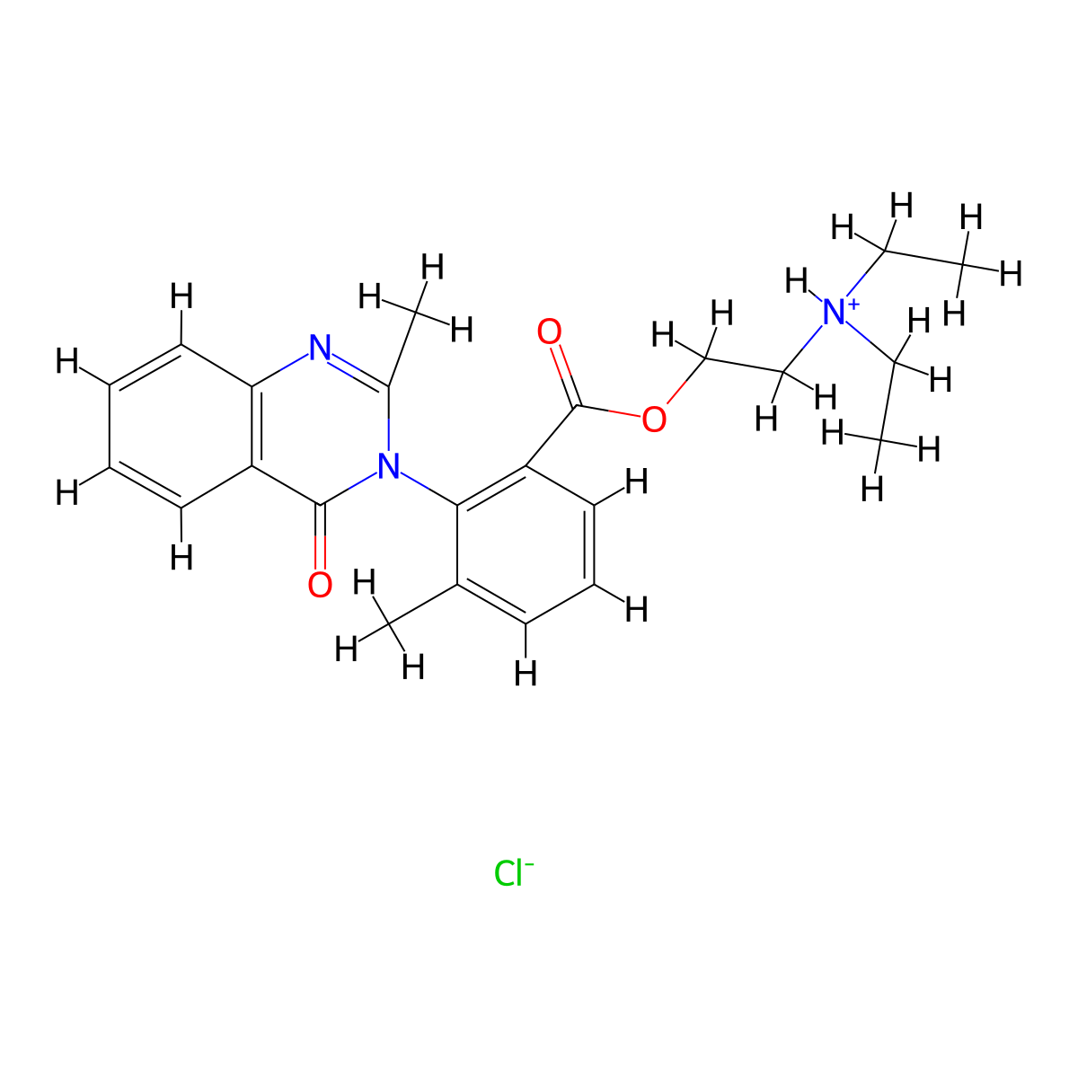Benzoic acid, 3-methyl-2-(2-methyl-4-oxo-3(4H)-quinazolinyl)-, 2-(diethylamino)ethyl ester, monohydrochloride molecular structure, CAS 2619-07-0