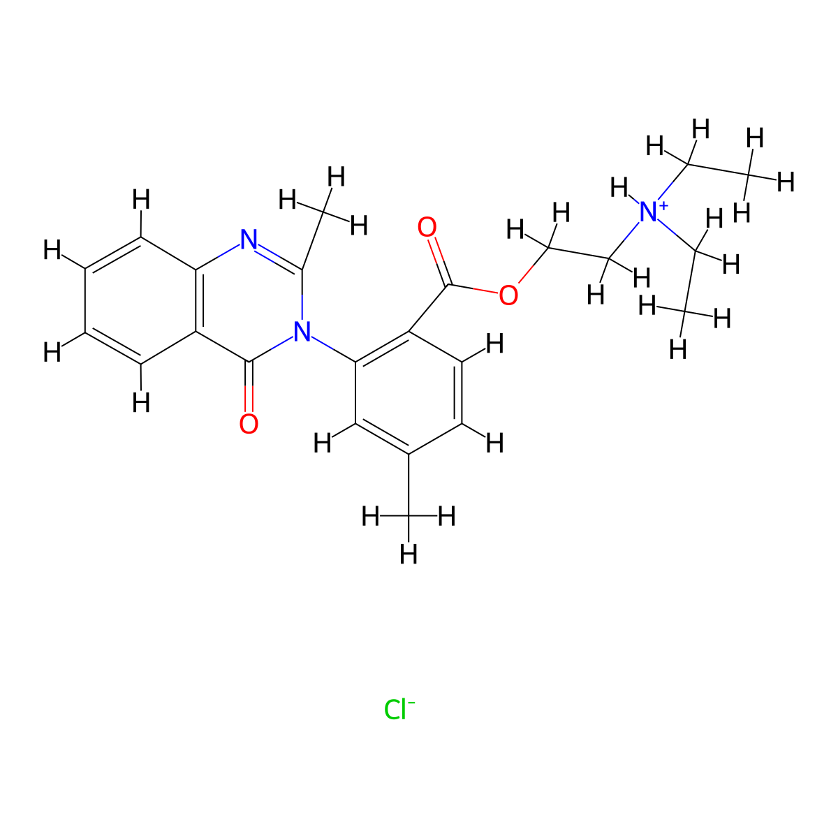 Benzoic acid, 4-methyl-3-(2-methyl-4-oxo-3(4H)-quinazolinyl)-, 2-(diethylamino)ethyl ester, monohydrochloride molecular structure, CAS 2619-08-1
